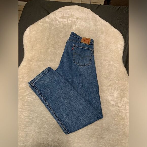 Levis 505 Mens Blue Straight Denim Jeans Size 36x34 Pants‎ - Picture 1 of 8